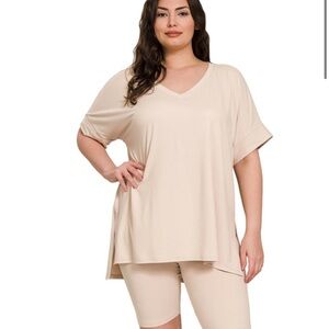 Zenana Outfitters Cream Lounge Set